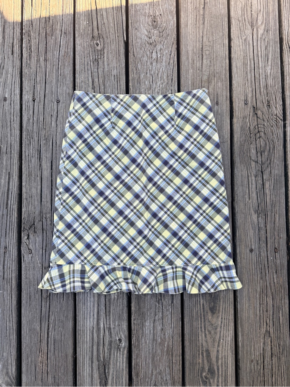 Vintage 90s Paul Harris Design 100% Cotton Plaid Ruffle Skirt